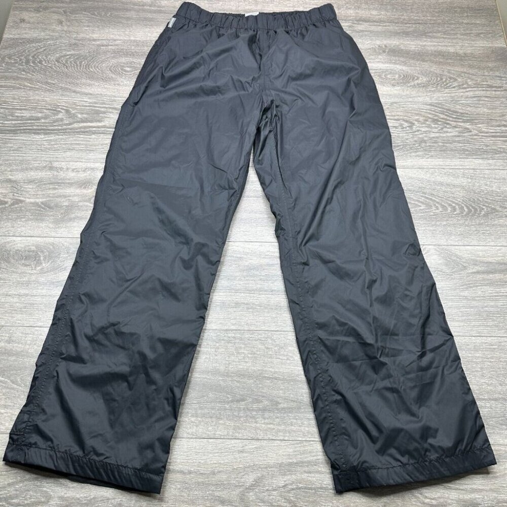 Columbia Waterproof Pants Men's Large Black Mesh Lined Adjustable Nylon Swooshy